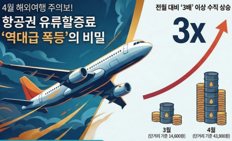  4월 항공권 유류할증료 3배 폭등! 그 이유는