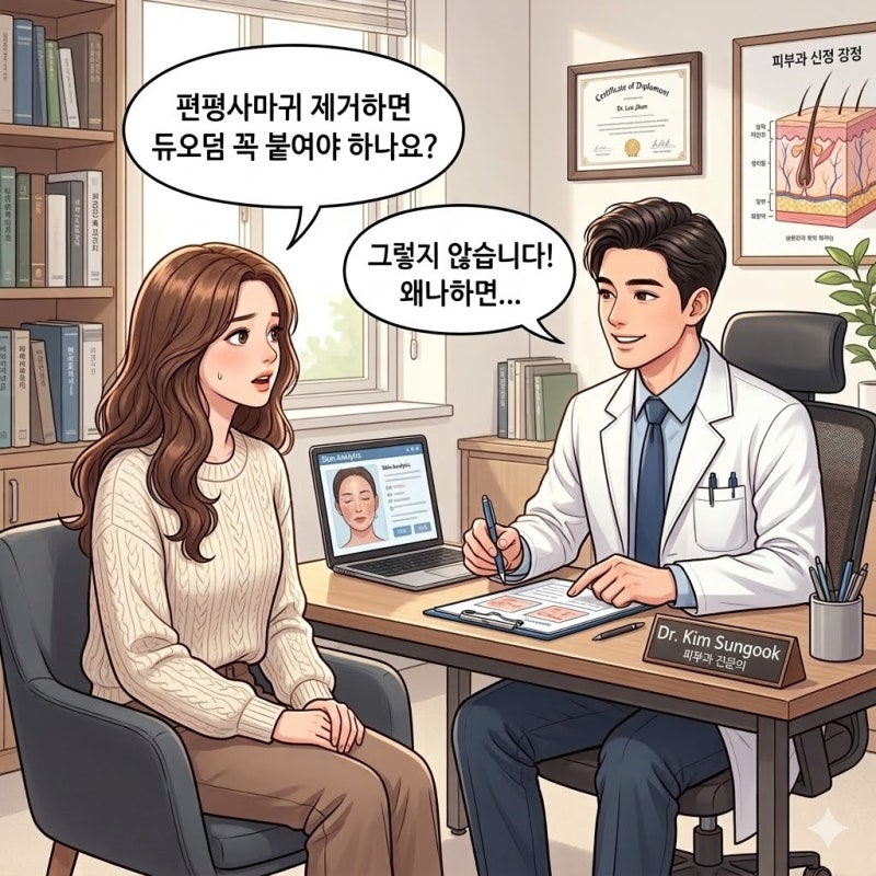 전주편평사마귀 제거 후 듀오덤 붙이기가 힘드시다구요?