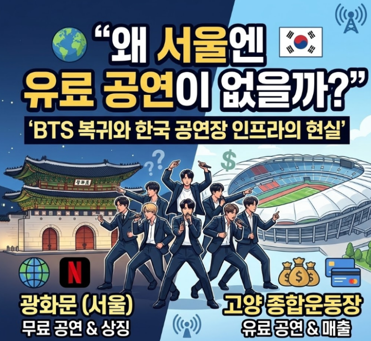  BTS 광화문 무료 공연의 역설: 왜 유료 공연은 고양시로 갔을까?
