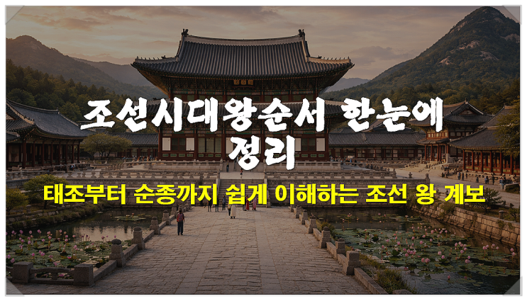  조선시대왕순서 태조부터 순종까지 쉽게 이해하는 조선 왕 계보