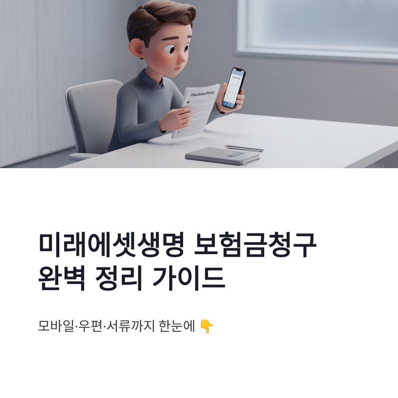미래에셋생명 보험금청구 방법 및 청구서류 우편 양식 모바일 정리