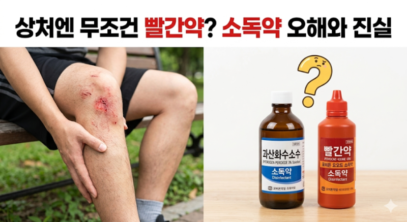 상처에 무조건 빨간약? 약국 소독약 오해와 진실 (포비돈 vs 과산화수소)