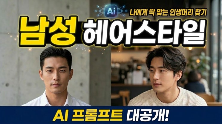  [남성 헤어스타일] 헤어샵(미용실)에서 '알아서 해주세요'는 그만! AI 프롬프트로 내 얼굴에 딱 맞는 헤어스타일 찾기