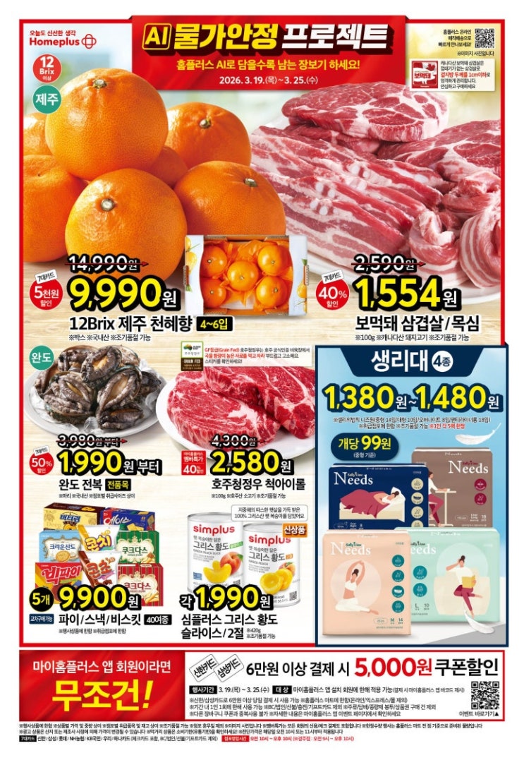  홈플러스 행사 할인 전단 정리 | AI 물가안정 프로젝트 (3월19일 ~ 3월25일)