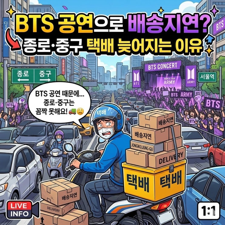  BTS 공연으로 배송지연? 종로·중구 택배 늦어지는 이유