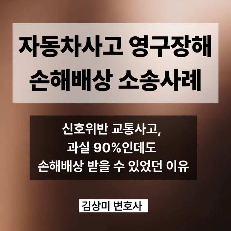 [부산 자동차사고 장해소송사례] 신호위반 오토바이 사고, 과실 90%인데도 손해배상 받을 수 있었던 이유