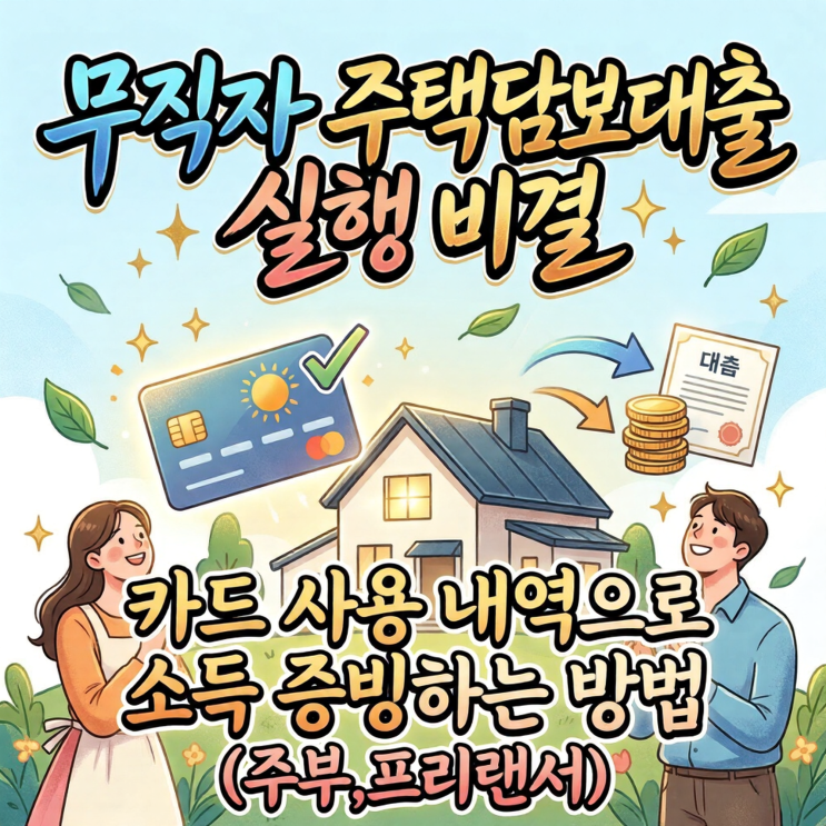  무직자 주택담보대출 실행 비결, 카드 사용 내역으로 소득 증빙하는 방법 (주부,프리랜서)