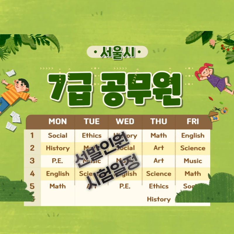 2026년 서울시 7급 공무원 선발 예정 인원 및 시험 일정 총정리- 시험과목