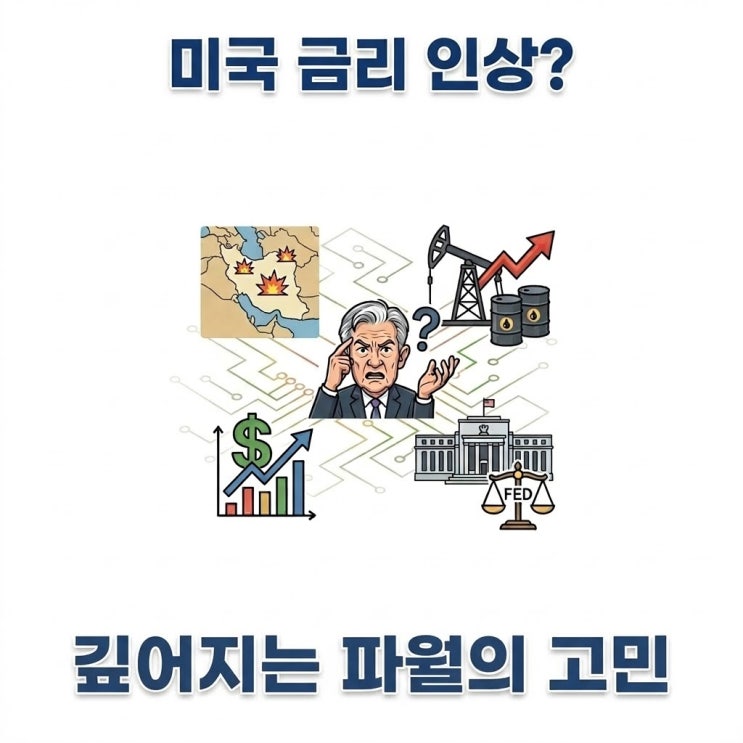  이란 전쟁 장기화와 기름값 상승, 결국 미국금리 인상 압박까지? 파월의 고심