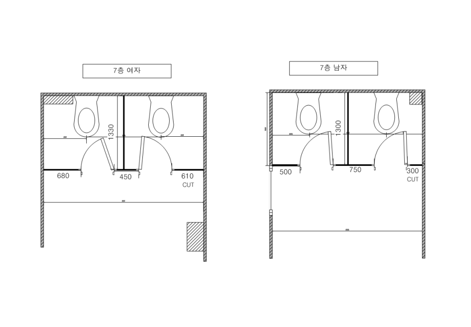 인천 오피스 건물 화장실칸막이 리모델링 7층 전체 시공 사례