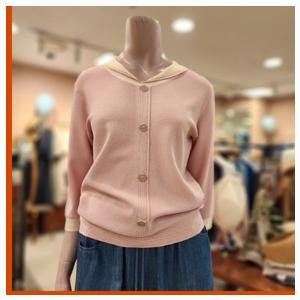 프리미엄 BCBG 둥근 카라 배색 P/O 니트 _ B4B4K415 22 [PINK] 쿠폰적용