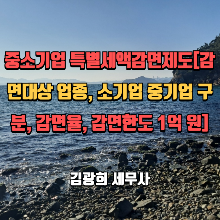  중소기업 특별세액감면제도[감면대상 업종, 소기업 중기업 구분, 감면율, 감면한도 1억 원]