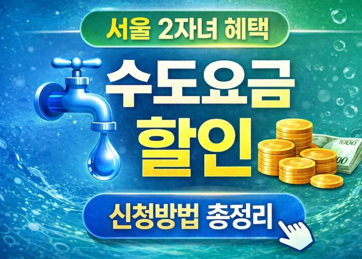  서울시 다자녀 수도 요금 할인｜2자녀도 신청 가능? 신청방법 정리