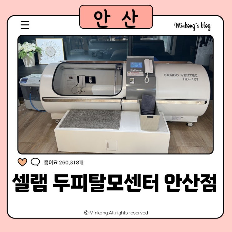  안산탈모 고민? 셀램 두피탈모센터 안산점 두피관리 (고압산소챔퍼 관리 가능)