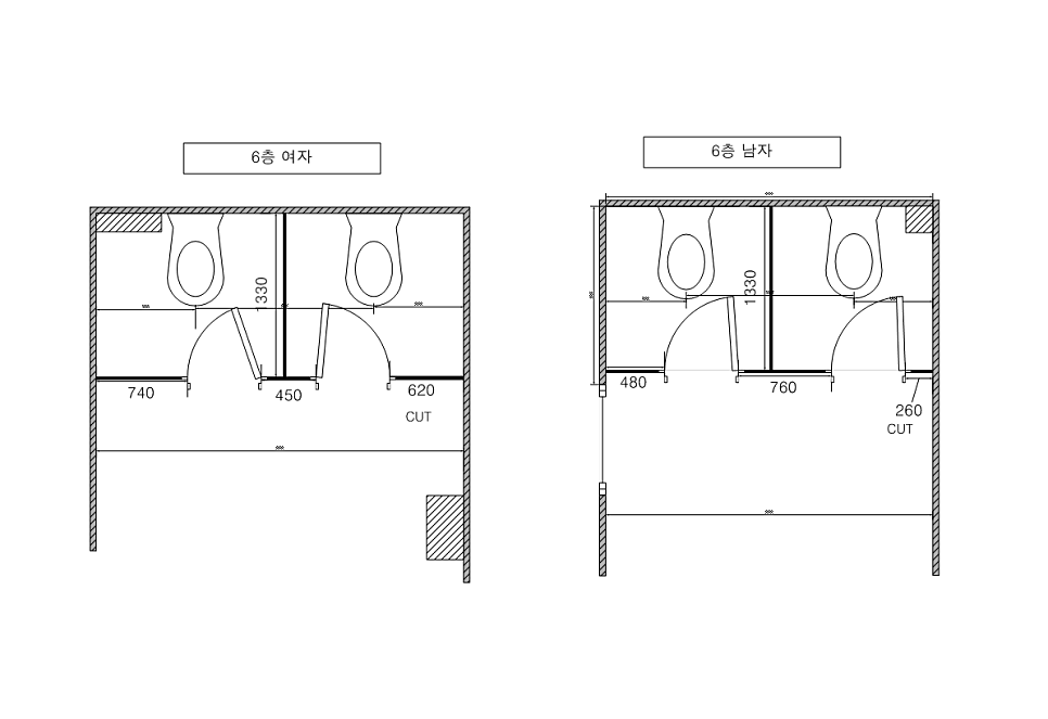 인천 오피스 건물 화장실칸막이 리모델링 7층 전체 시공 사례