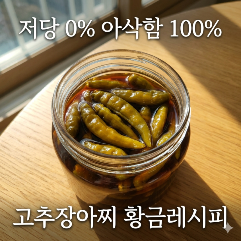 [저당 고추장아찌] 설탕 없이 아삭하게! 황금 비율 간장 소스