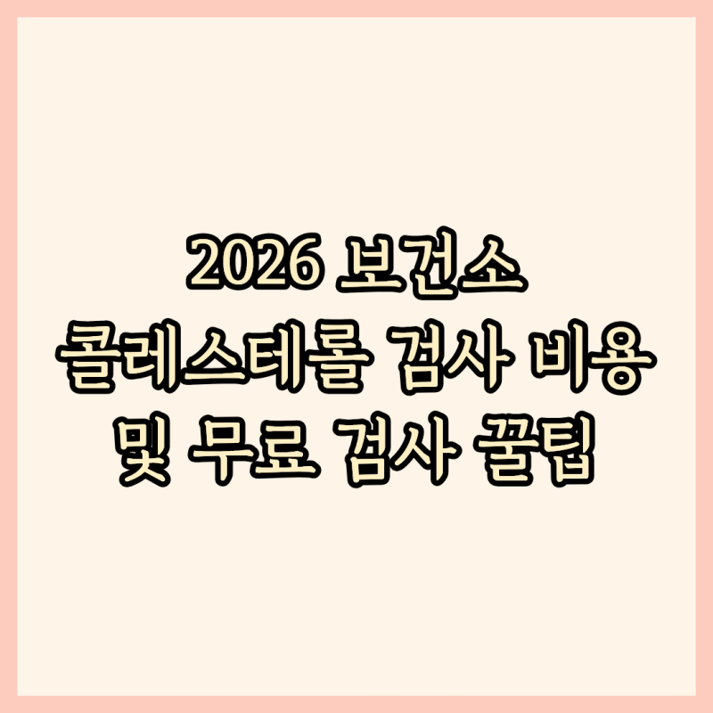 2026 보건소 콜레스테롤 검사 비용 및 무료 검사 꿀팁
