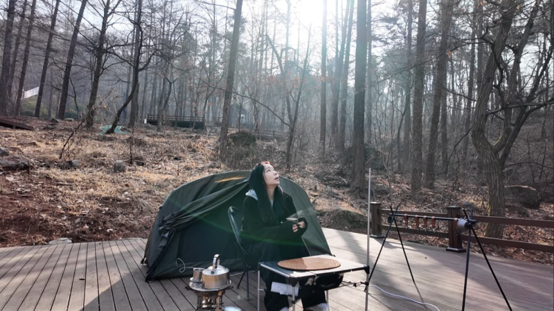 용인자연휴양림 캠핑장 명당자리 데크 17번 평일 솔캠 조용하고 무서웠던..
