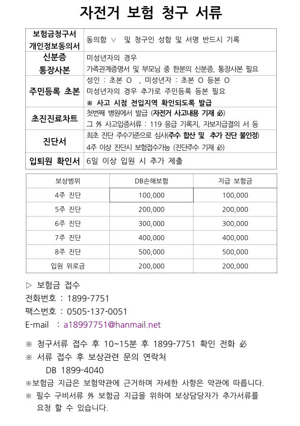 대전시민자전거보험 청구하는 방법
