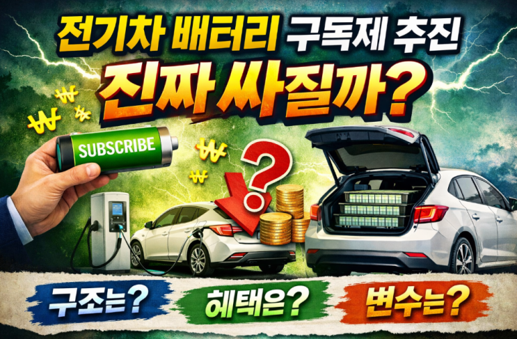  전기차 배터리 구독제 추진, 반값시대 열릴까? 향후 판도는 이것으로 바뀐다