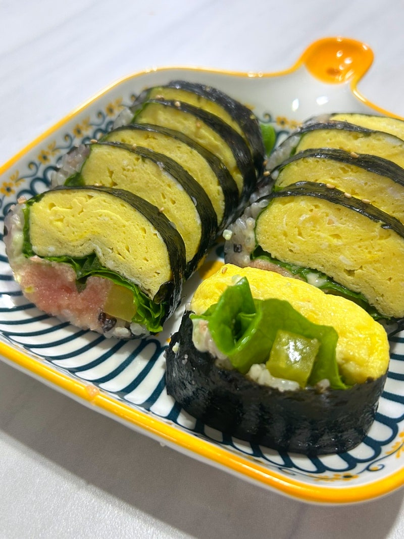 명란계란김밥 만들기 레시피 식물원김밥 (텃밭상추활용)