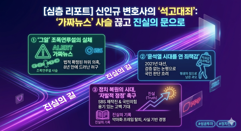 [용기에 박수] "가짜뉴스 확산에 일조했다" 신인규 변호사의 '석고대죄'... 이재명 대통령 향....