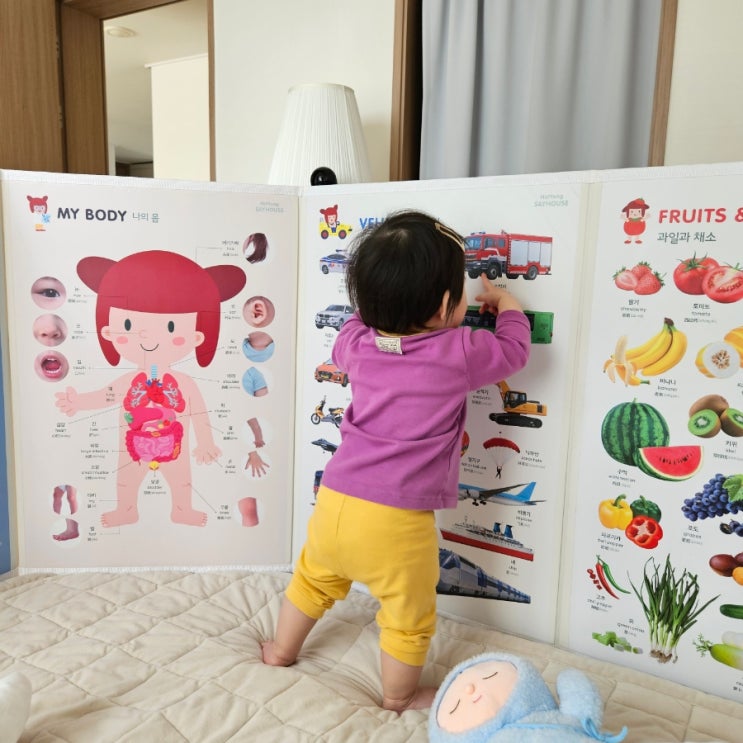 하뚱 아기병풍 8단 추천 내돈내산 여아 10개월 사용 후기 / 병풍 활용법
