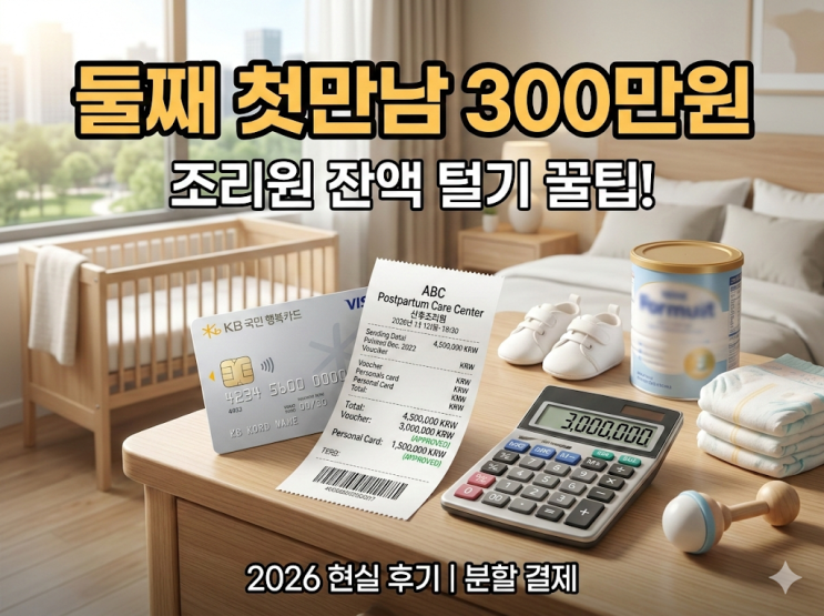  2026년 둘째 첫만남이용권 300만원 산후조리원 분할 결제 및 잔액 털기 현실 후기