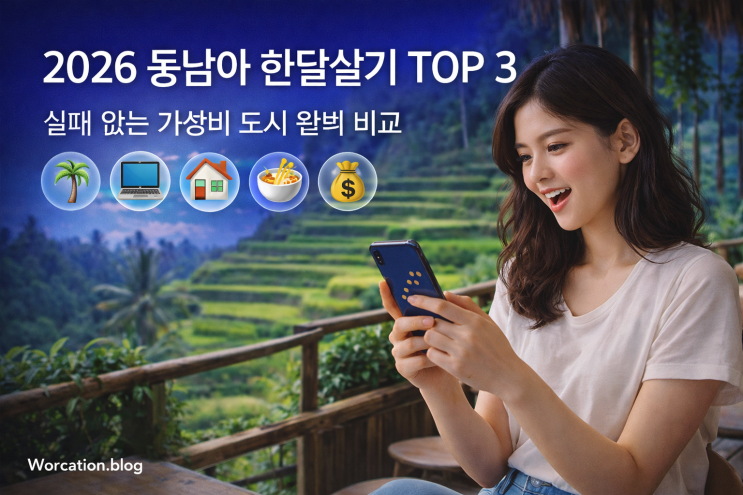  2026 동남아 한달살기 어디가 좋을까? 실패 없는 가성비 도시 TOP 3 완벽 비교 (비용, 숙소, 인터넷 꿀팁)