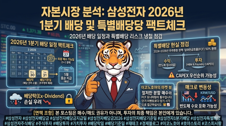  [기업 분석] 2026년 1분기 삼성전자 배당금 일정 팩트체크 및 특별배당 리스크 점검