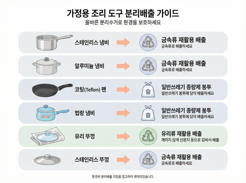냄비 버리는법 틀리면 경고장 날아와요 코팅 스텐 양은 재질별 총정리