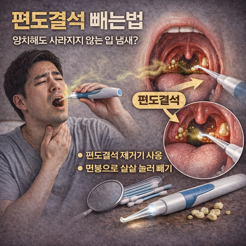 편도결석 빼는법 양치해도 사라지지 않는 입 냄새? 편도결석제거기