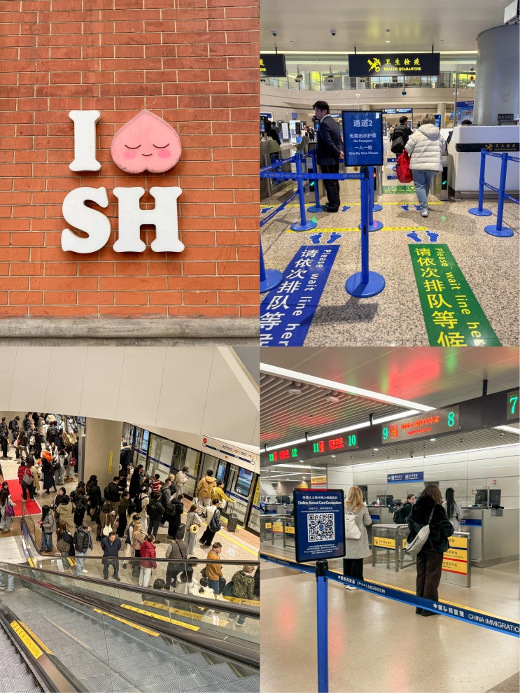  상하이 푸동공항 입국심사 시간 질문 큐알 준비물 후기