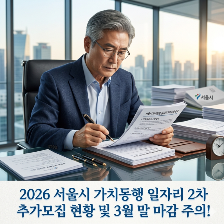  2026 서울시 가치동행 일자리 2차 추가모집 현황, 3월 말 신청 마감 주의사항