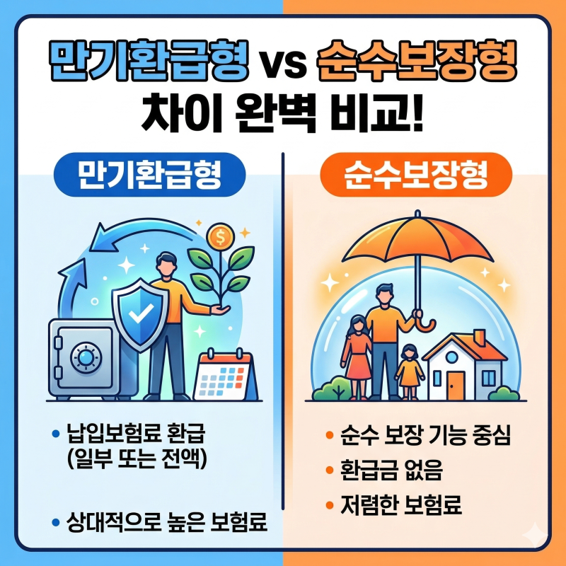 만기환급형 vs 순수보장형 차이 완벽 비교! 나에게 맞는 착한 보험은?