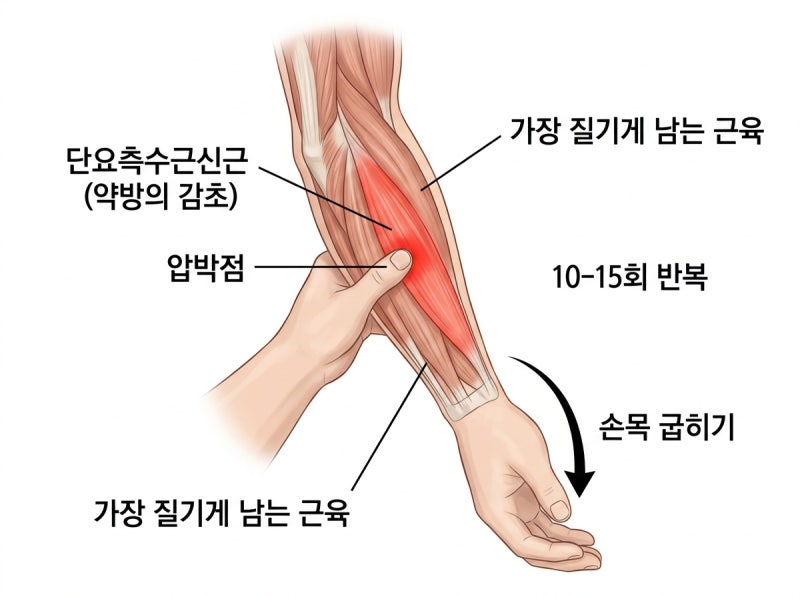 오른쪽 손목통증 손등통증 팔 부음