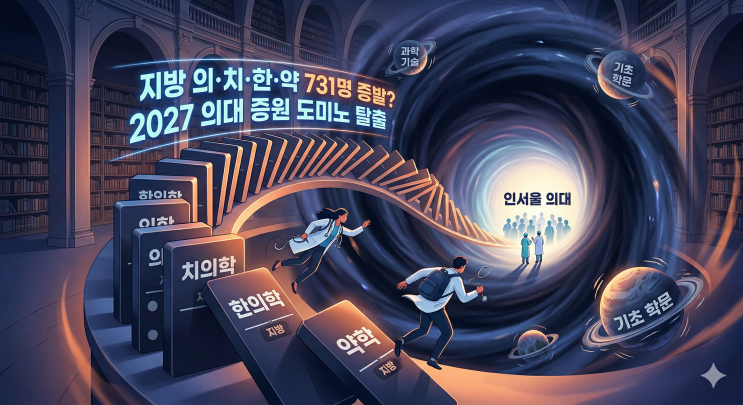  [입시분석] "지방 의·치·한·약 731명 증발? 2027 의대 증원이 불러온 '역대급' 도미노 탈출"