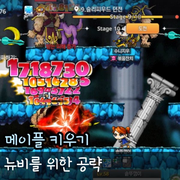  메이플키우기 공략 섀도어 썬콜 무기 스킬 동료 스타포스 총 정리