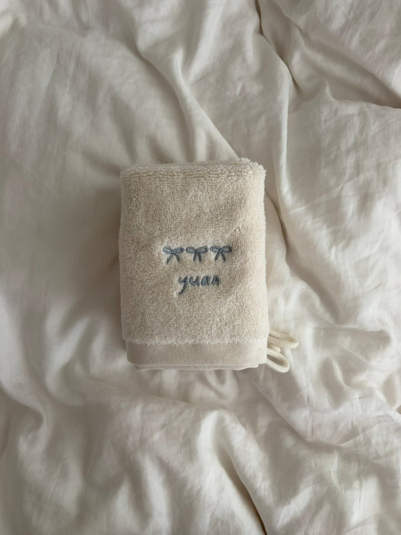 어린이집 입소 준비물 : 자수 고리수건 스티치아이 stitch-i petit ribbon hand towel