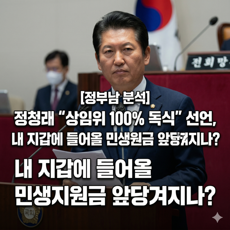  [정부남 분석] 정청래 "상임위 100% 독식" 선언, 내 지갑에 들어올 민생지원금 앞당겨지나?