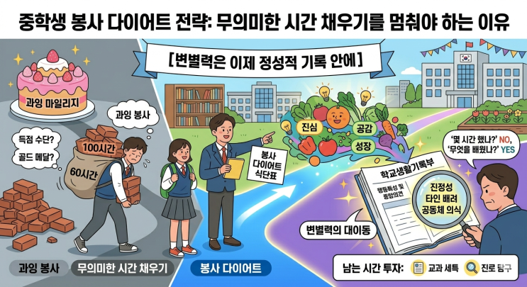  중학생 봉사 다이어트 전략: 무의미한 시간 채우기를 멈춰야 하는 이유