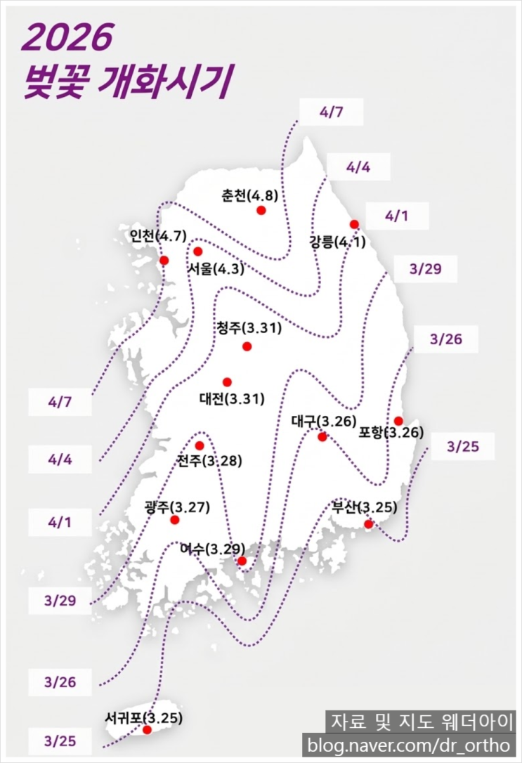  2026년 벚꽃 개화시기 - 벚꽃 나들이, 벚꽃 구경, 벚꽃 축제, 벚꽃 언제? 벚꽃 일정