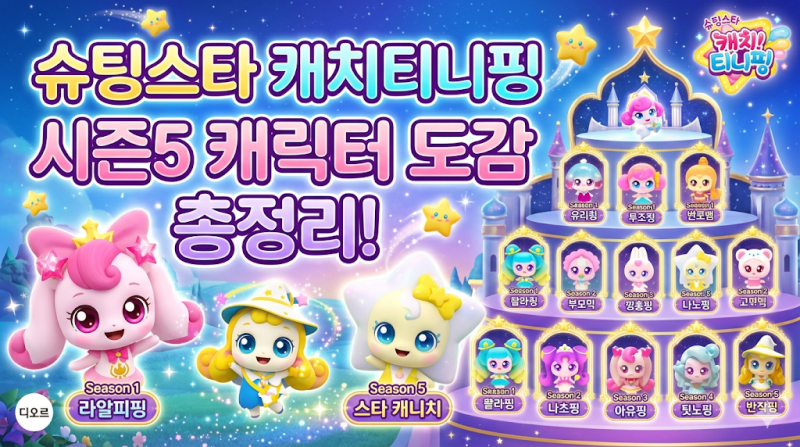 슈팅스타 캐치티니핑 종류 시즌별 캐릭터 이름 도감 총정리
