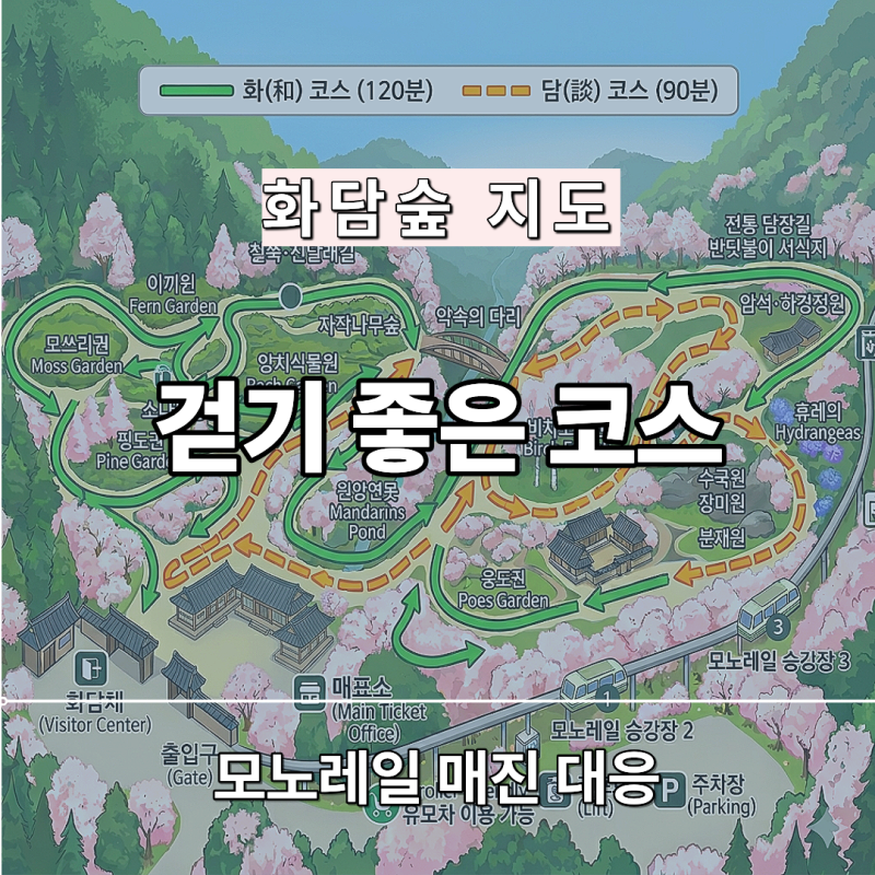화담숲 지도 모노레일 매진, 걷기 좋은 코스
