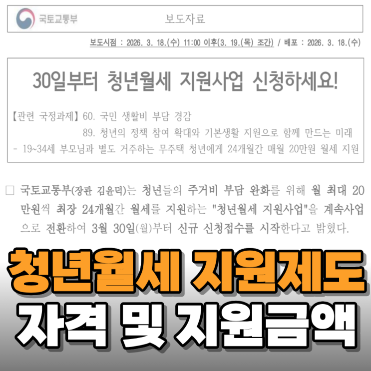  2026년 청년월세 지원제도 자격 및 신청 기간