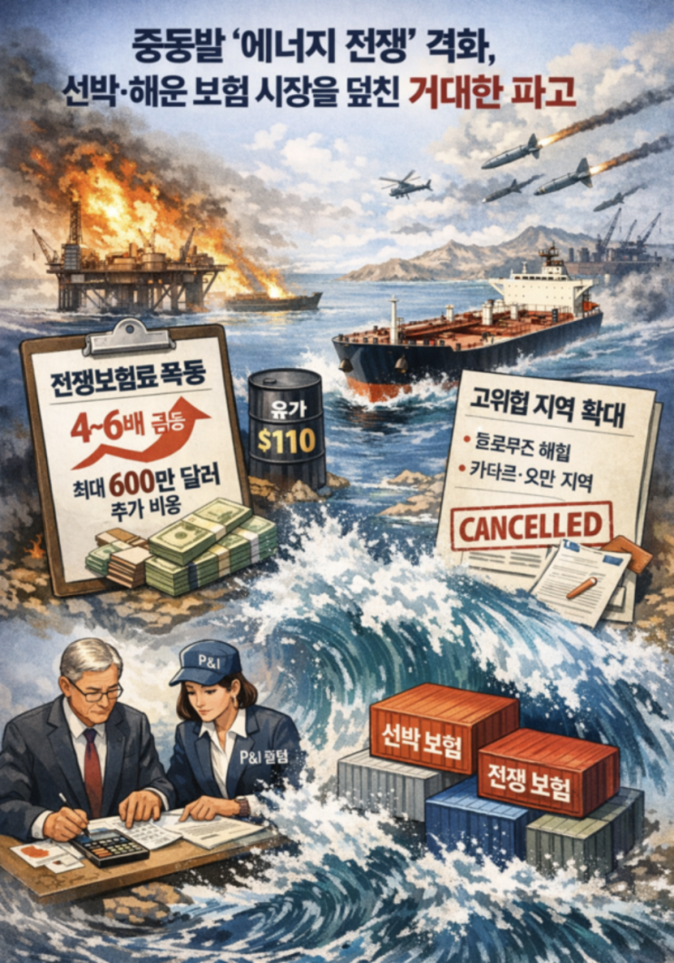 [호르무즈 보험전쟁②] 선박 부과 전쟁보험료, 사흘새 4~6배↑
