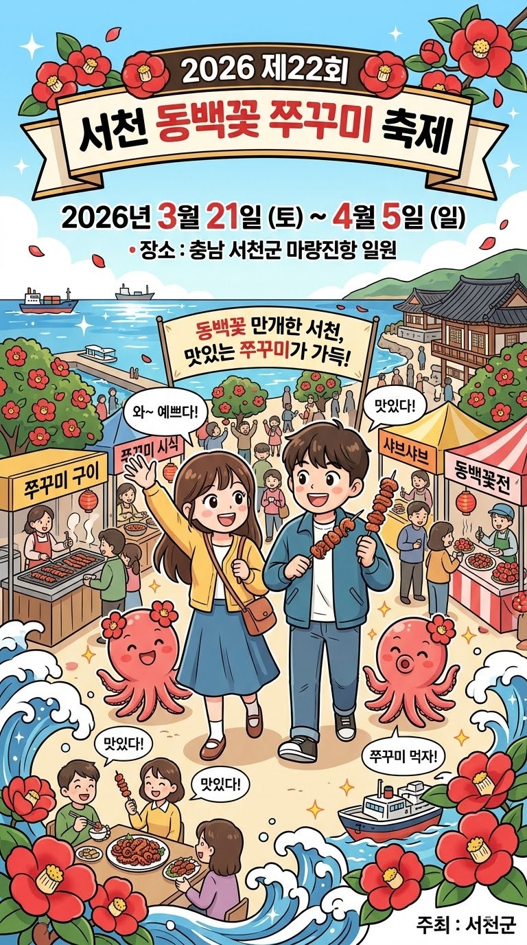 충남 동백꽃과 쭈꾸미를 서천에서 즐기기