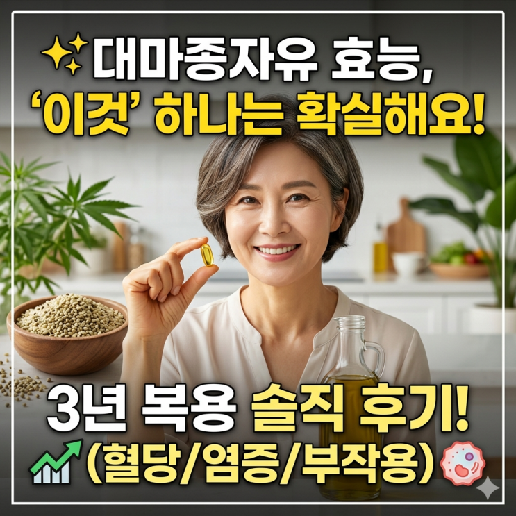  대마종자유 효능, 3년째 먹어보니 '이것' 하나는 확실하네요! (혈당/염증/부작용)