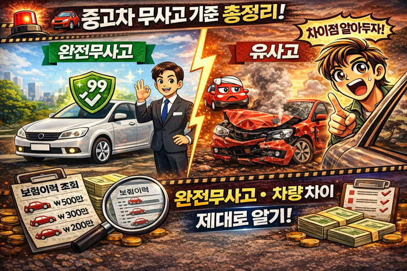 중고차 무사고 기준 총정리! 완전무사고·유사고 차량 차이 제대로 알기