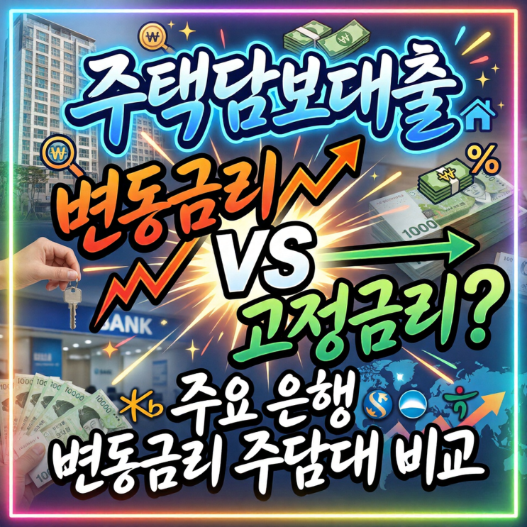  주택담보대출 변동금리 vs 고정금리? 주요 은행 변동금리 주담대 비교